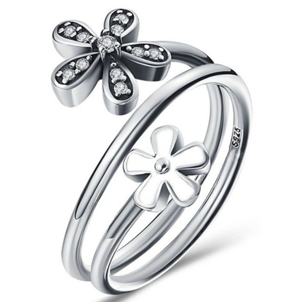 🌸925 Silver Plated New Fashion Cute Flower Design Ring, GPMB1504-8